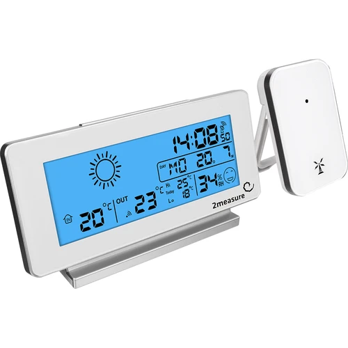 Stazione meteo RCC, DCF – elettronica, senza fili, con sensore retroilluminato, bianca - 2