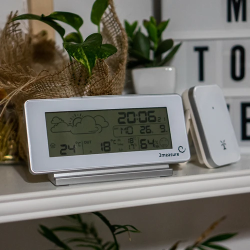 Stazione meteo RCC, DCF – elettronica, senza fili, con sensore retroilluminato, bianca - 10
