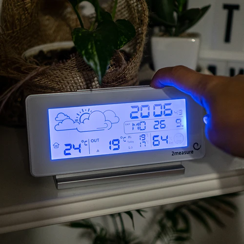 Stazione meteo RCC, DCF – elettronica, senza fili, con sensore retroilluminato, bianca - 11
