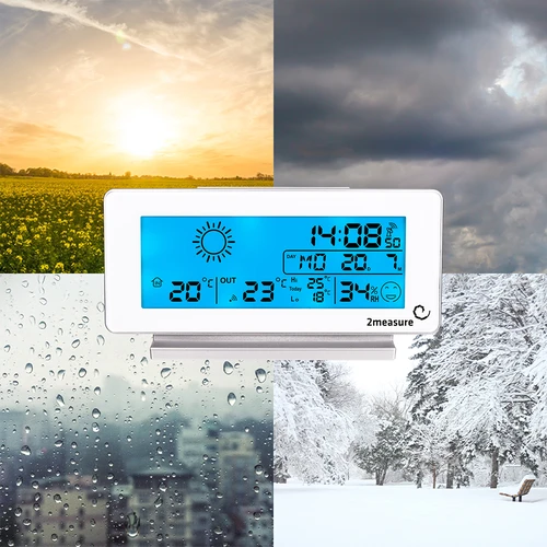 Stazione meteo RCC, DCF – elettronica, senza fili, con sensore retroilluminato, bianca - 17