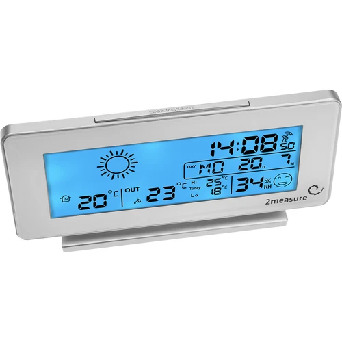 Stazione meteo RCC, DCF – elettronica, senza fili, con sensore retroilluminato, bianca - 3