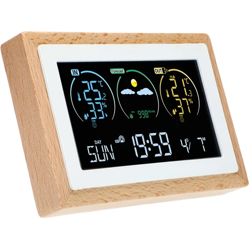 Stazione meteo (RCC, DCF) - elettronica, senza fili, retroilluminata, con sensore, bianca - 3