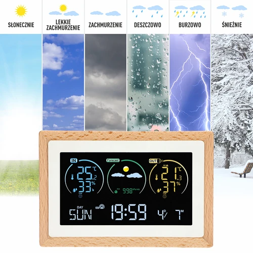 Stazione meteo (RCC, DCF) - elettronica, senza fili, retroilluminata, con sensore, bianca - 10