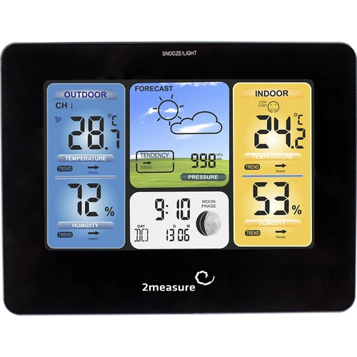 Stazione meteo RCC – elettronica, retroilluminata, wireless, con sensore, nera - 4