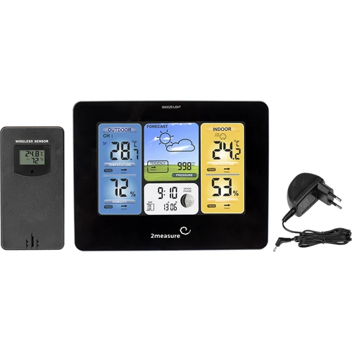 Stazione meteo RCC – elettronica, retroilluminata, wireless, con sensore, nera - 2