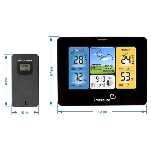 Stazione meteo RCC – elettronica, retroilluminata, wireless, con sensore, nera - 11