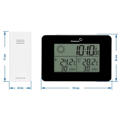 Stazione meteo RCC – elettronica, senza fili, con sensore retroilluminato, nera - 12