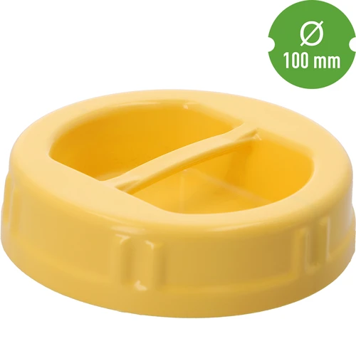 Tappo TO Ø100 mm giallo, in plastica, con maniglia, per vasetti in vetro - 3