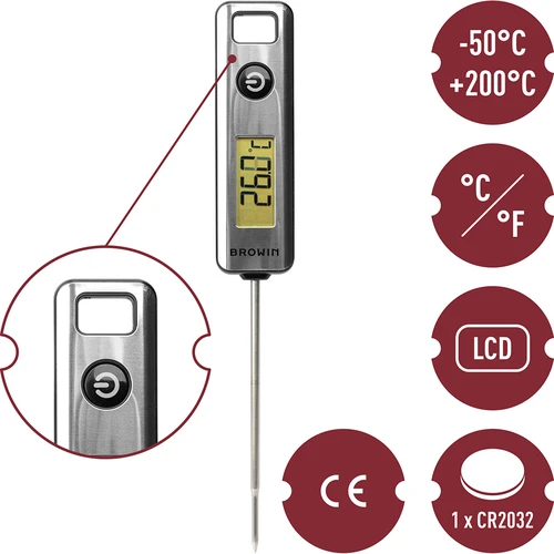 Termometro da cucina elettronico con display LCD (-50 °C a +200 °C) - 5
