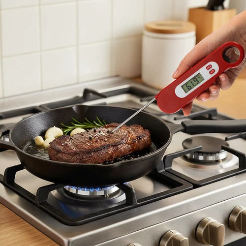 Termometro da cucina elettronico con sonda pieghevole (-50/+300℃), rosso - 7