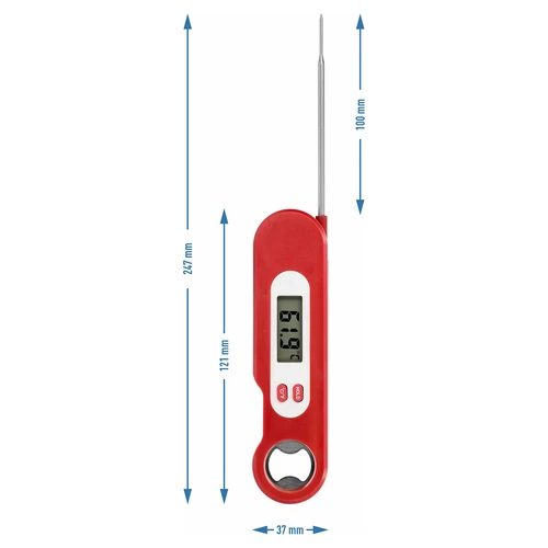 Termometro da cucina elettronico con sonda pieghevole (-50/+300℃), rosso - 5