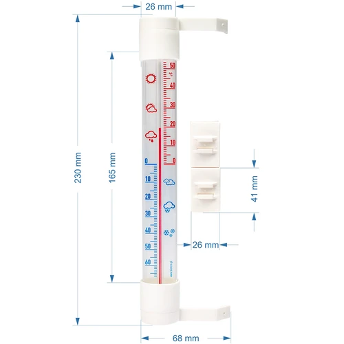 Termometro da esterno con scala trasparente (-70°C a +50°C) 23 cm, assortito - 2