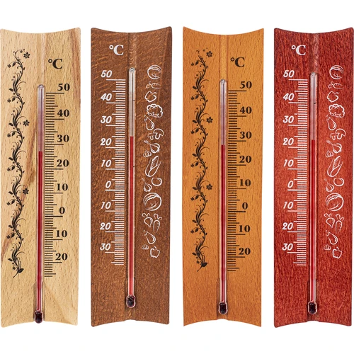 Termometro da interno in legno (-20 a +50°C), 15 cm, assortito - 2