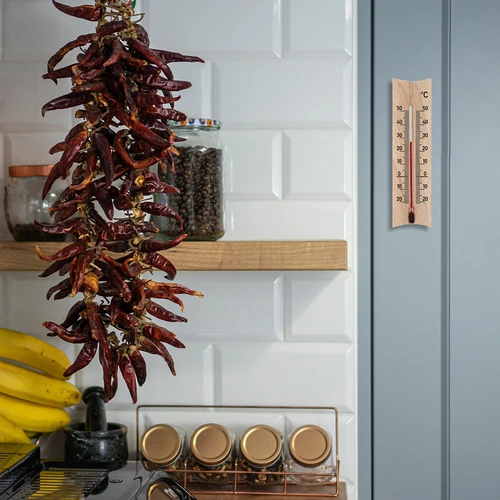 Termometro da interno in legno (-20 a +50°C), 15 cm, assortito - 7
