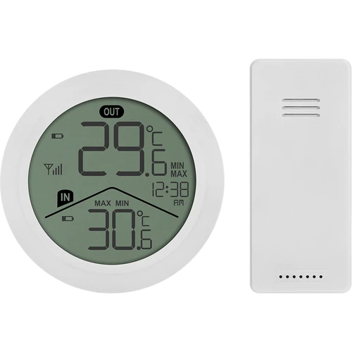 Termometro elettronico Soens - con sensore esterno, rotondo, bianco