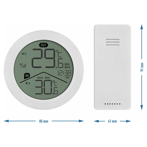 Termometro elettronico Soens - con sensore esterno, rotondo, bianco - 5