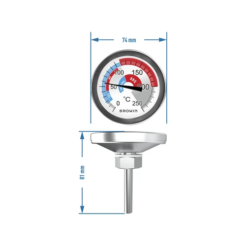 Termometro per affumicatore e BBQ (0°C a +250°C) 5,7 cm - 6