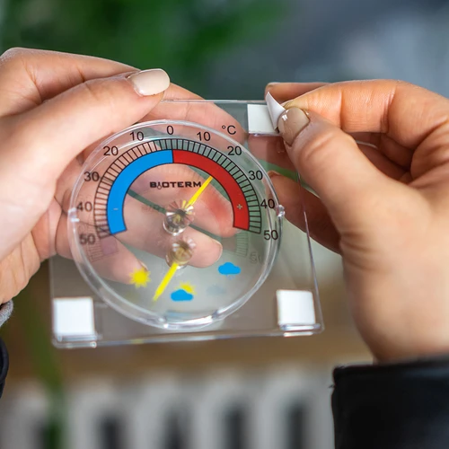 Termometro universale trasparente con igrometro, autoadesivo (da -50 °C a +50 °C) - 6