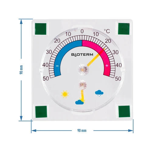 Termometro universale trasparente con igrometro, autoadesivo (da -50 °C a +50 °C) - 2
