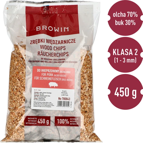 Trucioli per affumicare/grigliare 70% ontano + 30% faggio, 450 g, classe 2 - 3