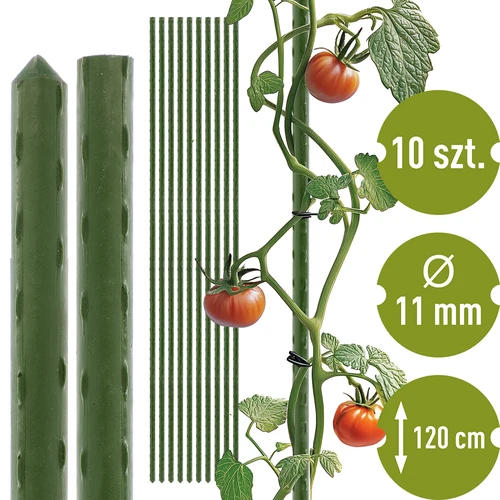 Tutori da giardino Bioogród – acciaio rivestito, 1,2 m, Ø 11 mm, 10 pz.