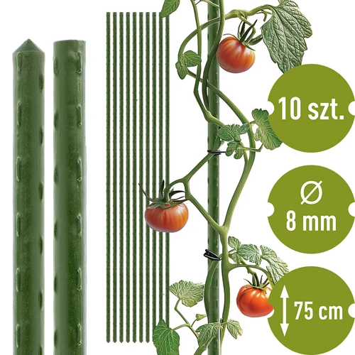 Tutori da giardino Bioogród – in acciaio rivestito, 0,75 m, Ø 8 mm, 10 pz.