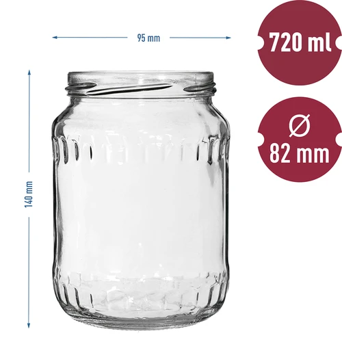 Vasetti TO 720 ml con tappo colorato Ø 82/6 - 6 pezzi - 6