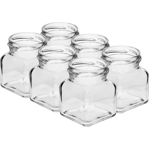 Vasetti twist-off 120 ml - quadrati Ø 53 con tappo nero, 6 pz - 3