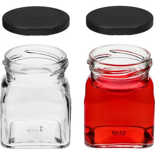 Vasetti twist-off 120 ml - quadrati Ø 53 con tappo nero, 6 pz - 5