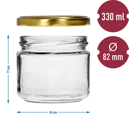 Vasetto basso 330 ml - con capsula dorata fi 82/6, 6 pz. - 7