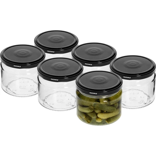 Vasetto basso 330 ml - con tappo nero fi 82/6, 6 pz. - 3