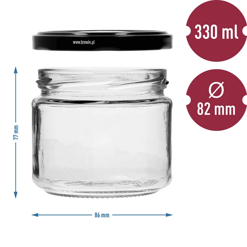 Vasetto basso 330 ml - con tappo nero fi 82/6, 6 pz. - 7