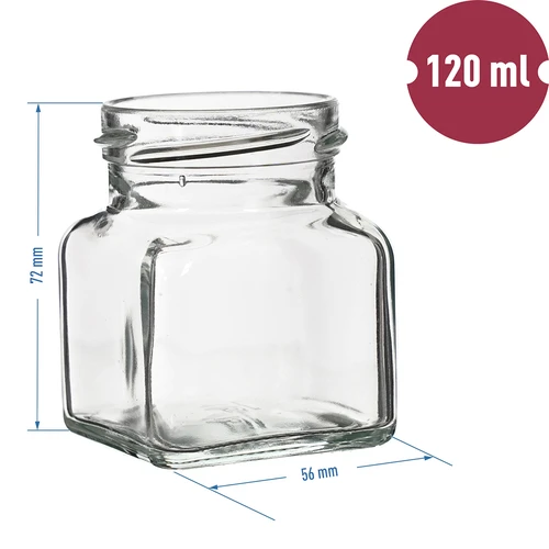 Vasetto quadrato 120 ml con tappo Twist-Off Ø 53 mm - 6 pezzi - 5