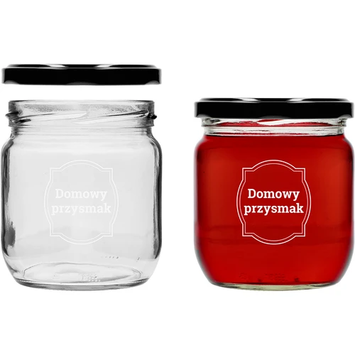 Vasetto TO 425 ml con stampa «Domowy przysmak» e capsula nera Ø82 - 3 pezzi - 4