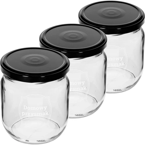 Vasetto TO 425 ml con stampa «Domowy przysmak» e capsula nera Ø82 - 3 pezzi - 2