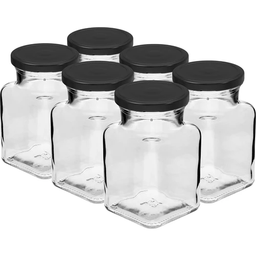 Vasetto twist-off 150 ml Cztery Kąty Ø 53 con tappo nero, 6 pz