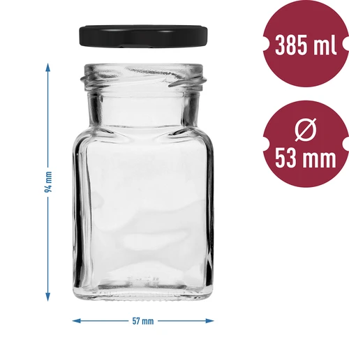 Vasetto twist-off 150 ml Cztery Kąty Ø 53 con tappo nero, 6 pz - 6