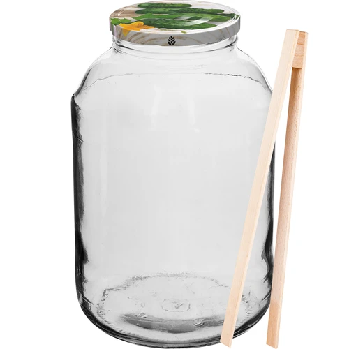 Vaso da 4 L, coperchio colorato + forchetta o pinze