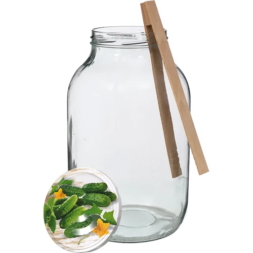 Vaso da 4 L, coperchio colorato + forchetta o pinze - 4