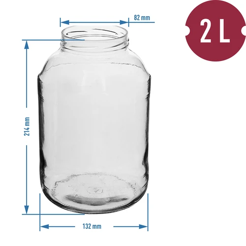 Vaso in vetro 2 L con tappo dorato TO 82 mm (6 tacche), confezione da 6 - 2