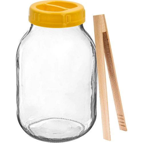 Vaso in vetro twist-off 3 L, pinze e tappo in plastica Ø 100, con manico