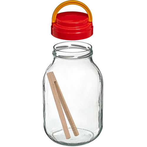 Vaso TO 3 L con tappo in plastica + pinze Ø 100 - 3