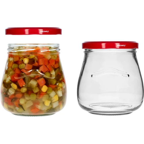 Vaso twist-off 500 ml "Anfora Rovesciata" con tappo bordeaux Ø 82/6, 6 pezzi - 6
