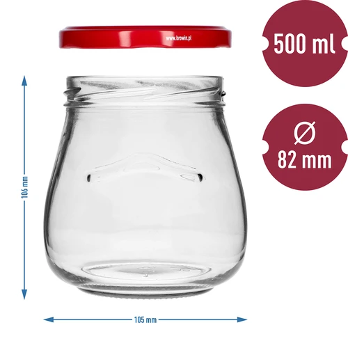 Vaso twist-off 500 ml "Anfora Rovesciata" con tappo bordeaux Ø 82/6, 6 pezzi - 9