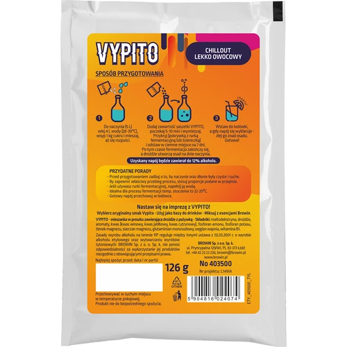 VYPITO 12%, bustina per 18 drink - Chillout leggermente fruttato, 126 g - 2