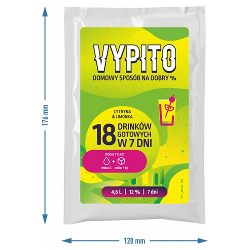 VYPITO 12%, bustina per 18 drink - Limone & Lime, 126 g - 4