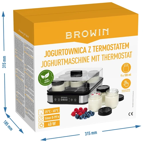 Yogurtiera con termostato, 9 vasetti, 1,6 L - 12